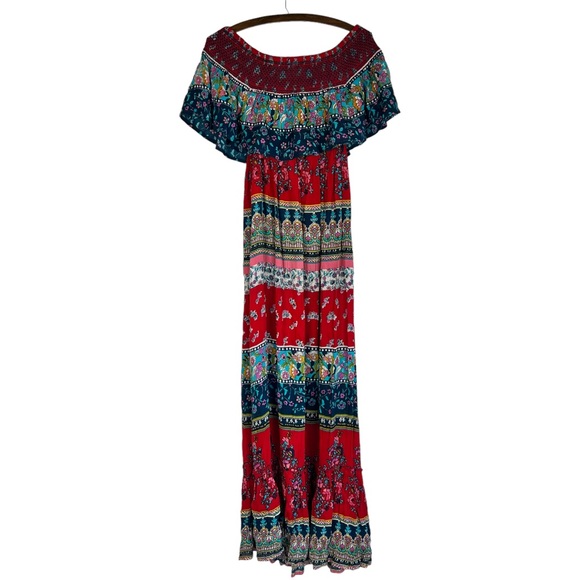 Patrons of Peace women’s off shoulder tiered maxi dress SZ XS - Picture 6 of 10